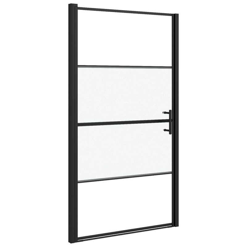 Load image into Gallery viewer, Vidaxl douchedeur halfmat 100x178 cm gehard glas zwart