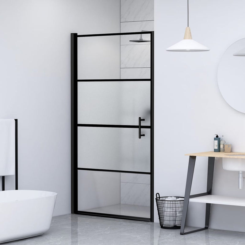 Load image into Gallery viewer, Vidaxl douchedeur halfmat 100x178 cm gehard glas zwart