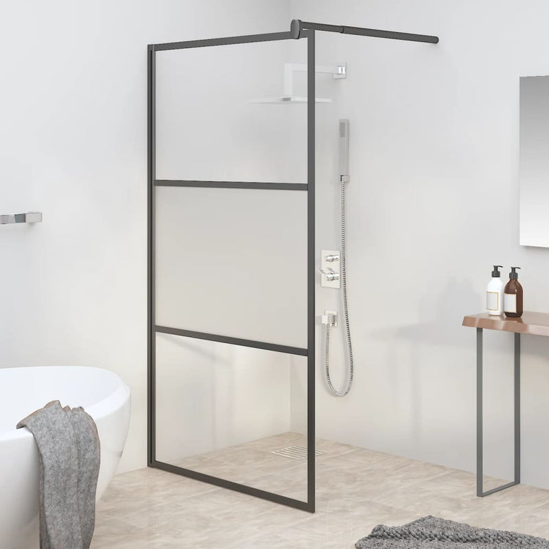 Load image into Gallery viewer, VidaXL Inloopdouchewand 115x195 cm halfmat ESG-glas zwart