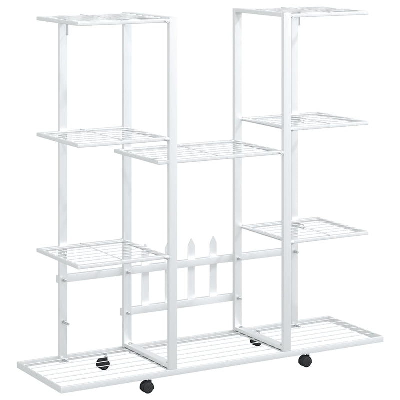Load image into Gallery viewer, Vidaxl bloemenstandaard met wielen 94,5x24,5x91,5 cm ijzer wit