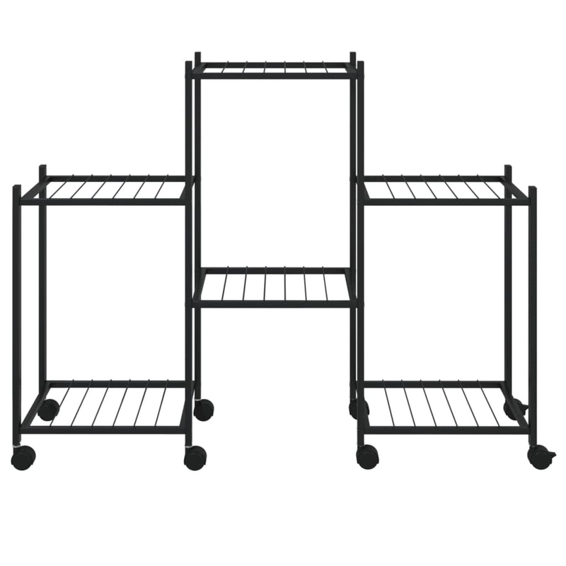 Load image into Gallery viewer, Vidaxl bloemenstandaard met wielen 83x25x63,5 cm ijzer zwart