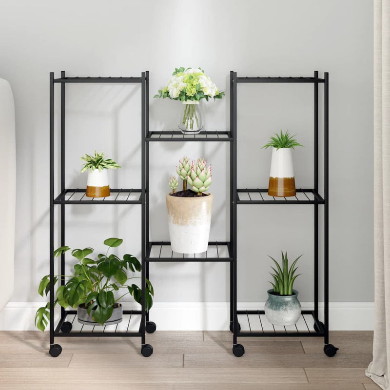 Load image into Gallery viewer, Vidaxl bloemenstandaard met wielen 83x25x83,5 cm ijzer zwart