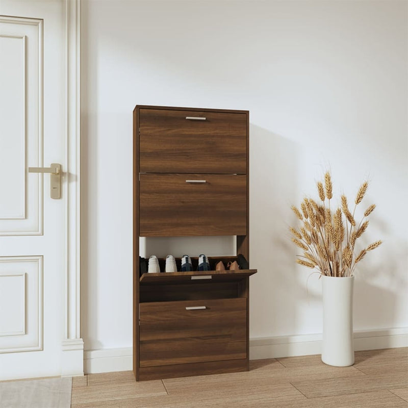 Load image into Gallery viewer, Vidaxl schoenenkast 59x17x150 cm bewerkt hout bruin eikenkleur