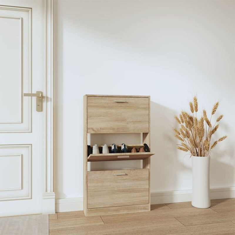 Load image into Gallery viewer, Vidaxl schoenenkast 59x17x108 cm bewerkt hout eikenkleurig