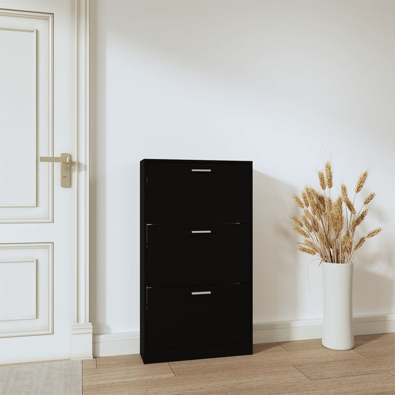 Load image into Gallery viewer, Vidaxl schoenenkast 59x17x108 cm bewerkt hout zwart