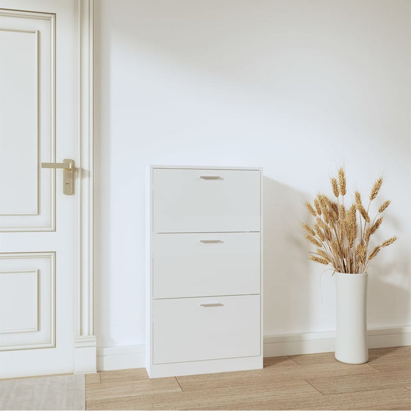 Load image into Gallery viewer, Vidaxl schoenenkast 59x17x108 cm bewerkt hout hoogglans wit