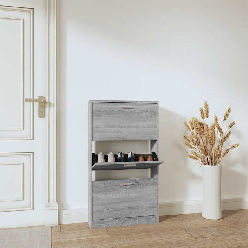 Load image into Gallery viewer, Vidaxl schoenenkast 59x17x108 cm bewerkt hout grijs sonoma