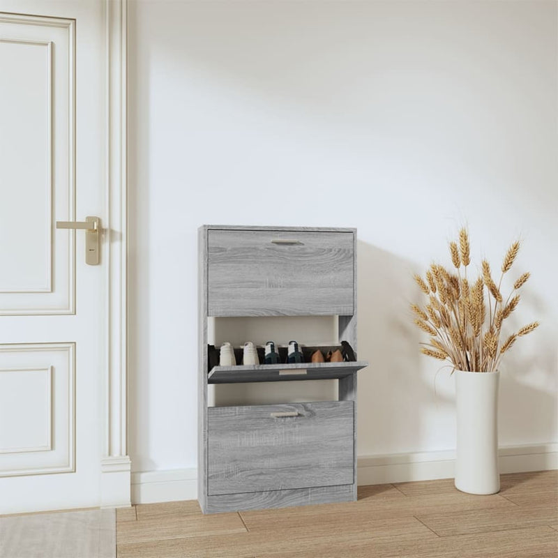 Load image into Gallery viewer, Vidaxl schoenenkast 59x17x108 cm bewerkt hout grijs sonoma