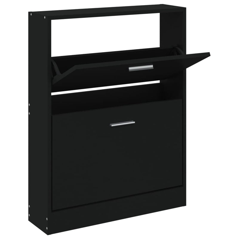 Load image into Gallery viewer, Vidaxl schoenenkast 59x17x81 cm bewerkt hout zwart