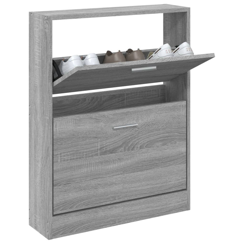 Afbeelding laden in galerijviewer, Vidaxl schoenenkast 59x17x81 cm bewerkt hout grijs sonoma