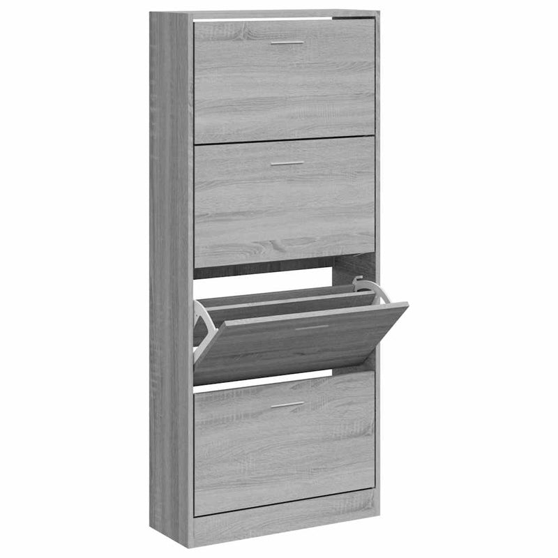 Afbeelding laden in galerijviewer, Vidaxl schoenenkast 63x24x147 cm bewerkt hout grijs sonoma
