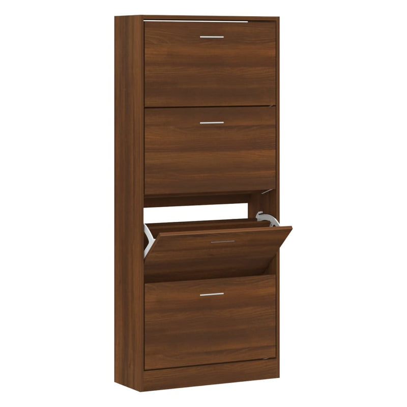 Load image into Gallery viewer, Vidaxl schoenenkast 63x24x147 cm bewerkt hout bruin eikenkleur