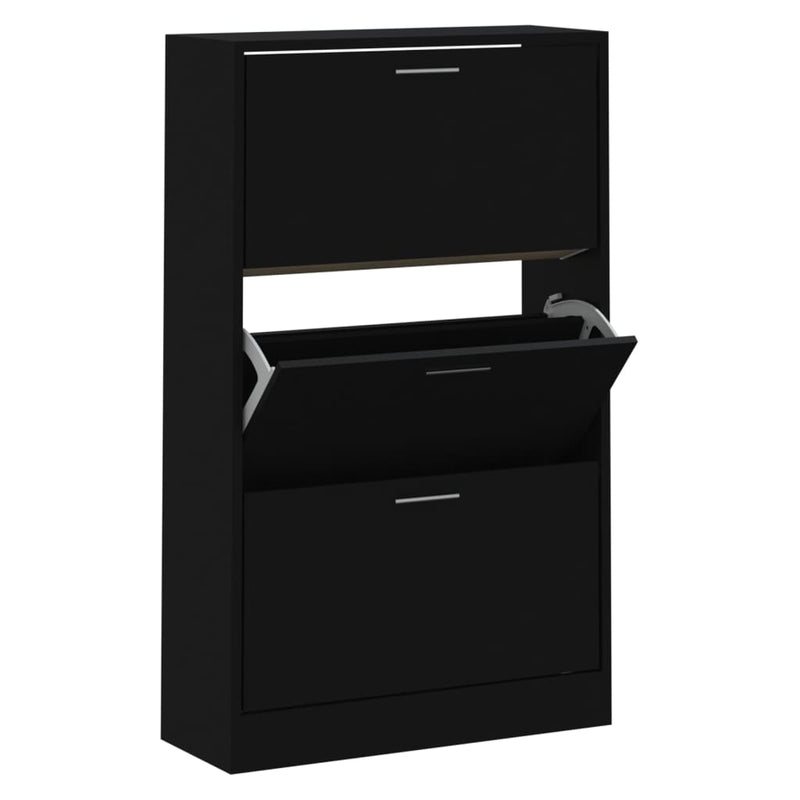 Load image into Gallery viewer, Vidaxl schoenenkast 63x24x103 cm bewerkt hout zwart