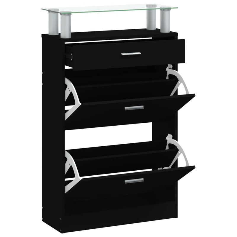 Load image into Gallery viewer, Vidaxl schoenenkast 63x24x104 cm bewerkt hout zwart