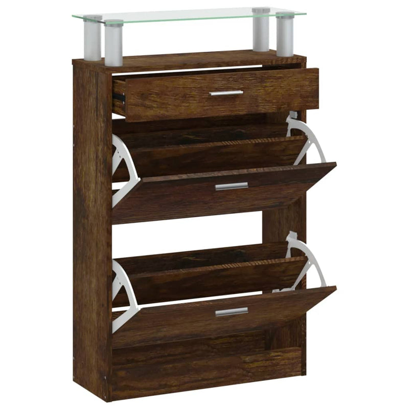Load image into Gallery viewer, Vidaxl schoenenkast 63x24x104 cm bewerkt hout gerookt eikenkleurig