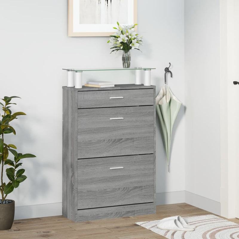 Load image into Gallery viewer, Vidaxl schoenenkast 63x24x104 cm bewerkt hout grijs sonoma eikenkleur