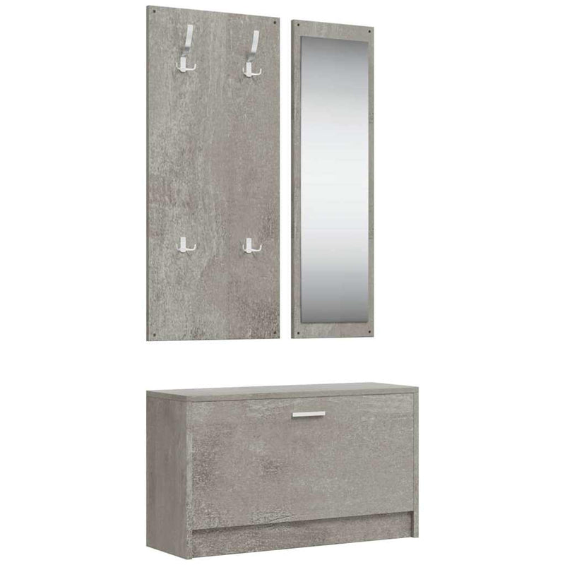 Chargez l'image dans la visionneuse de la galerie, Vidaxl schoenenkastset 3-in-1 bewerkt hout betongrijs