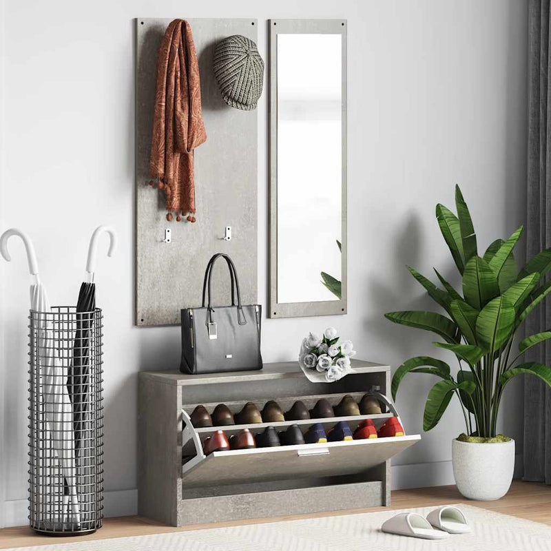 Chargez l'image dans la visionneuse de la galerie, Vidaxl schoenenkastset 3-in-1 bewerkt hout betongrijs