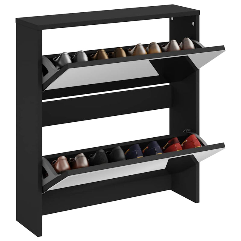 Load image into Gallery viewer, Vidaxl schoenenkast met spiegel 2-laags 63x17x67 cm zwart