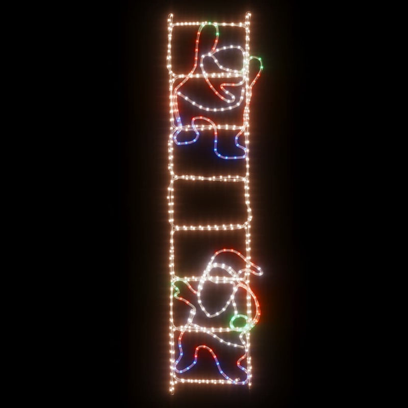 Afbeelding laden in galerijviewer, Vidaxl kerstfiguur kerstman op ladder opvouwbaar 552 led's 50x200 cm