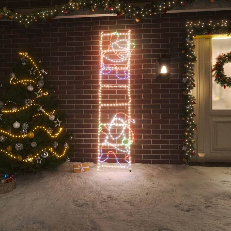 Afbeelding laden in galerijviewer, Vidaxl kerstfiguur kerstman op ladder opvouwbaar 552 led's 50x200 cm