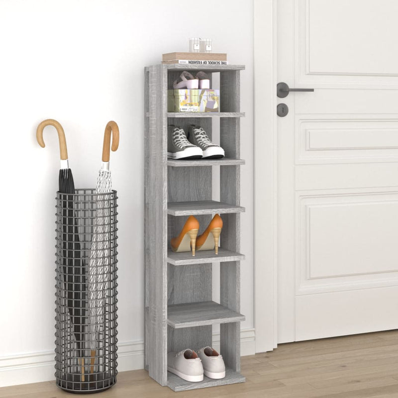 Load image into Gallery viewer, Vidaxl schoenenrek 27,5x27x102 cm bewerkt hout grijs sonoma