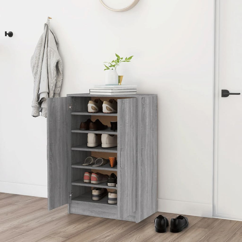 Load image into Gallery viewer, VidaXL Schoenenkast 60x35x92 cm bewerkt hout grijs sonoma eikenkleurig
