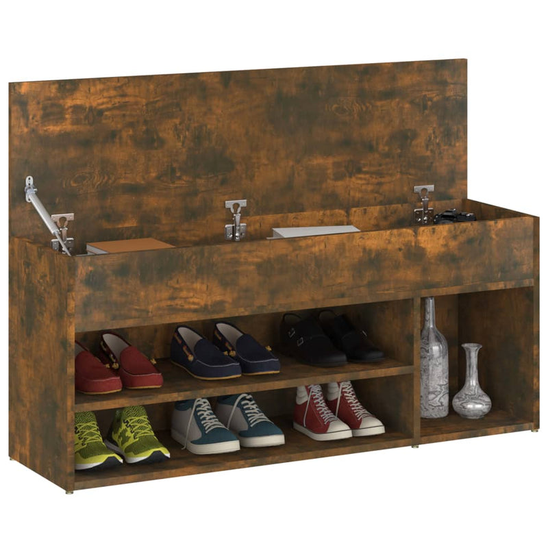 Load image into Gallery viewer, Vidaxl schoenenbank 105x30x45 cm bewerkt hout gerookt eikenkleurig