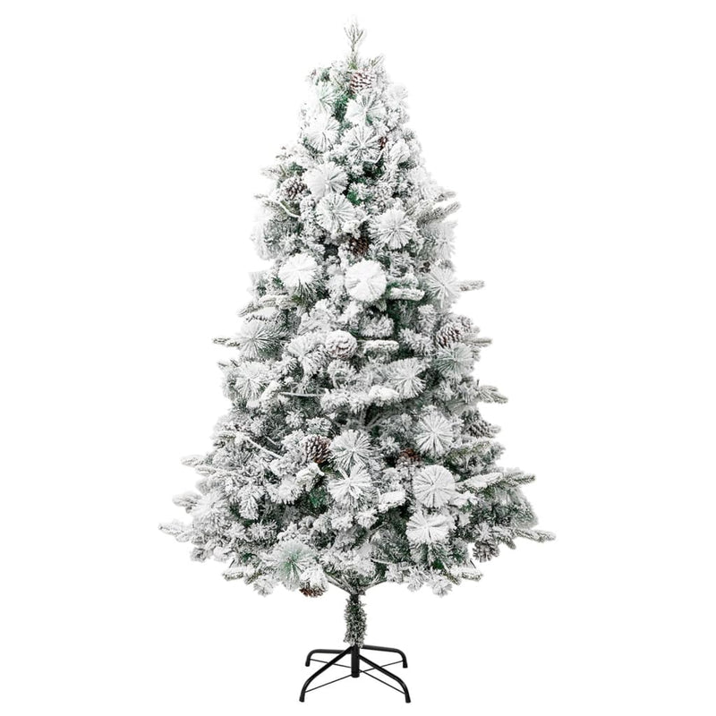 Load image into Gallery viewer, VidaXL Kerstboom met LED en dennenappels en sneeuw 195 cm PVC en PE