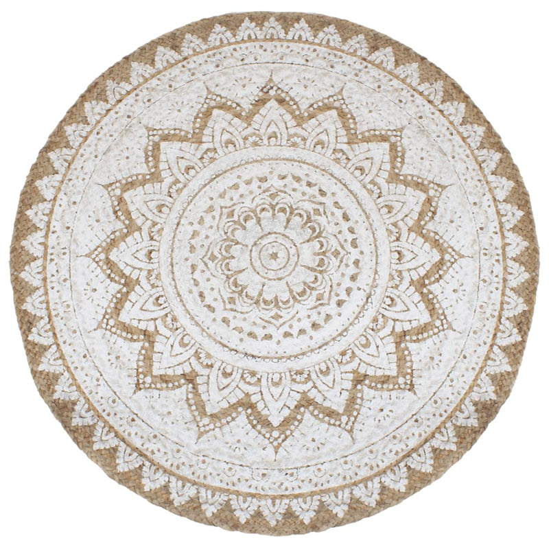Load image into Gallery viewer, Vidaxl tapijt met print rond 210 cm gevlochten jute