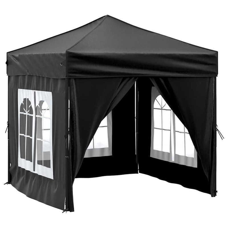 Afbeelding laden in galerijviewer, Vidaxl partytent inklapbaar met zijwanden 2x2 m zwart