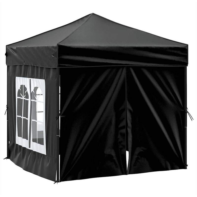 Afbeelding laden in galerijviewer, Vidaxl partytent inklapbaar met zijwanden 2x2 m zwart