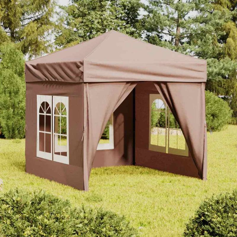 Load image into Gallery viewer, Vidaxl partytent inklapbaar met zijwanden 2x2 m taupe