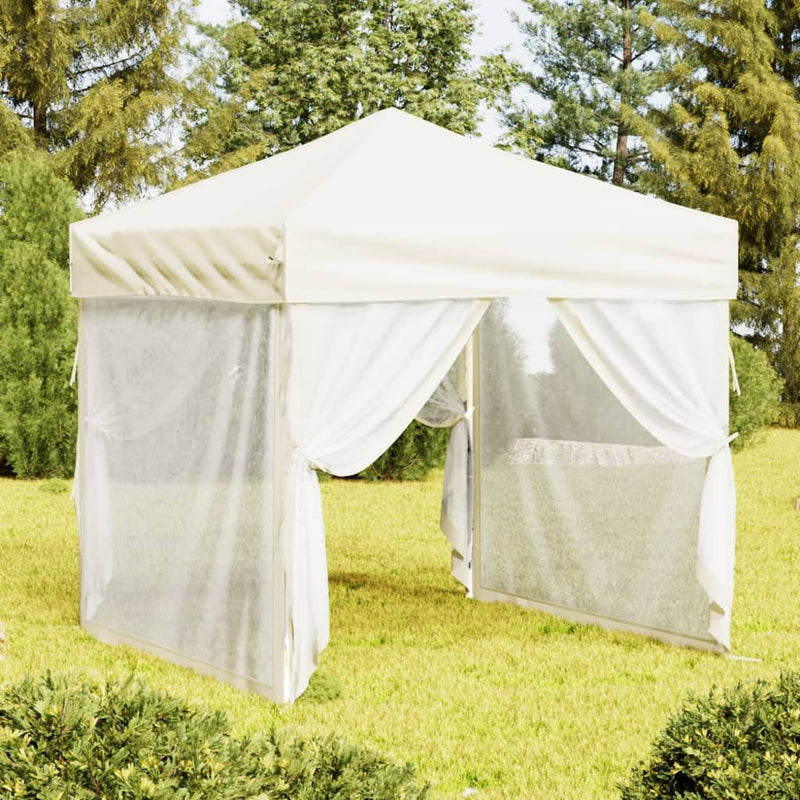 Load image into Gallery viewer, Vidaxl partytent inklapbaar met zijwanden 2x2 m crèmekleurig