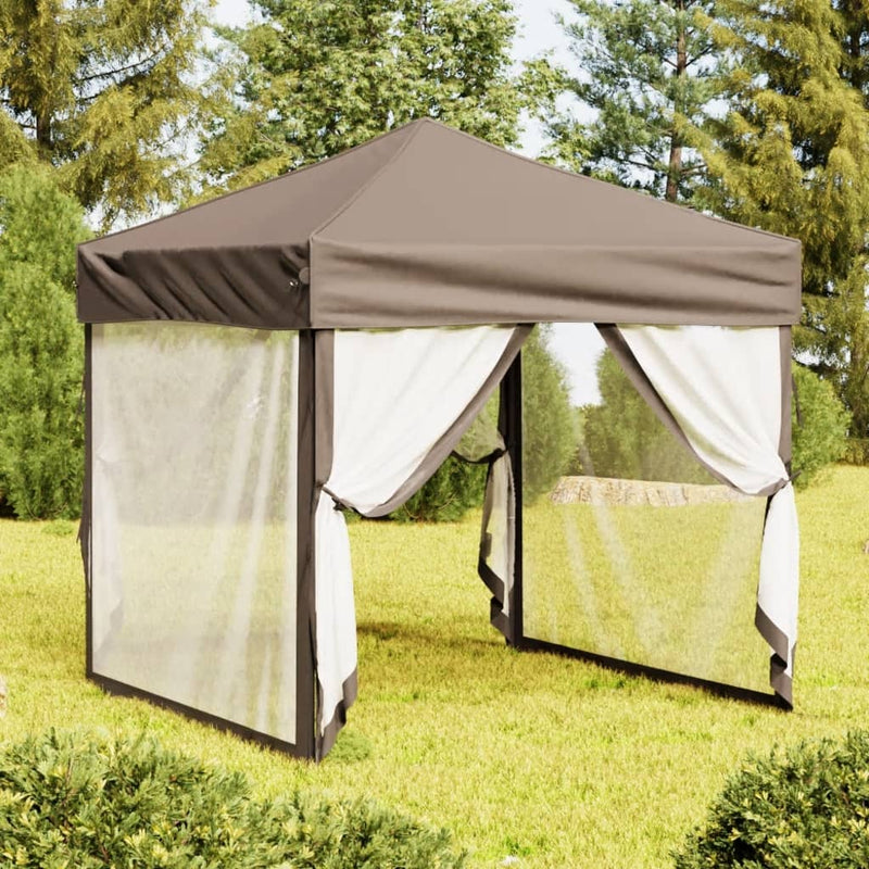 Load image into Gallery viewer, Vidaxl partytent inklapbaar met zijwanden 2x2 m taupe