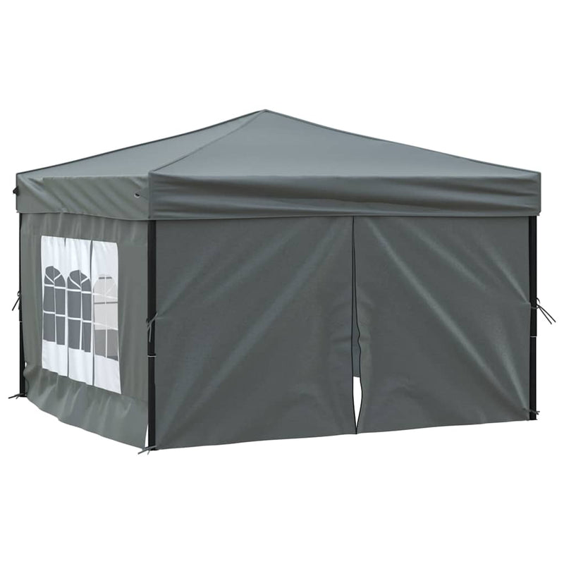 Afbeelding laden in galerijviewer, Vidaxl partytent inklapbaar met zijwanden 3x3 m antracietkleurig