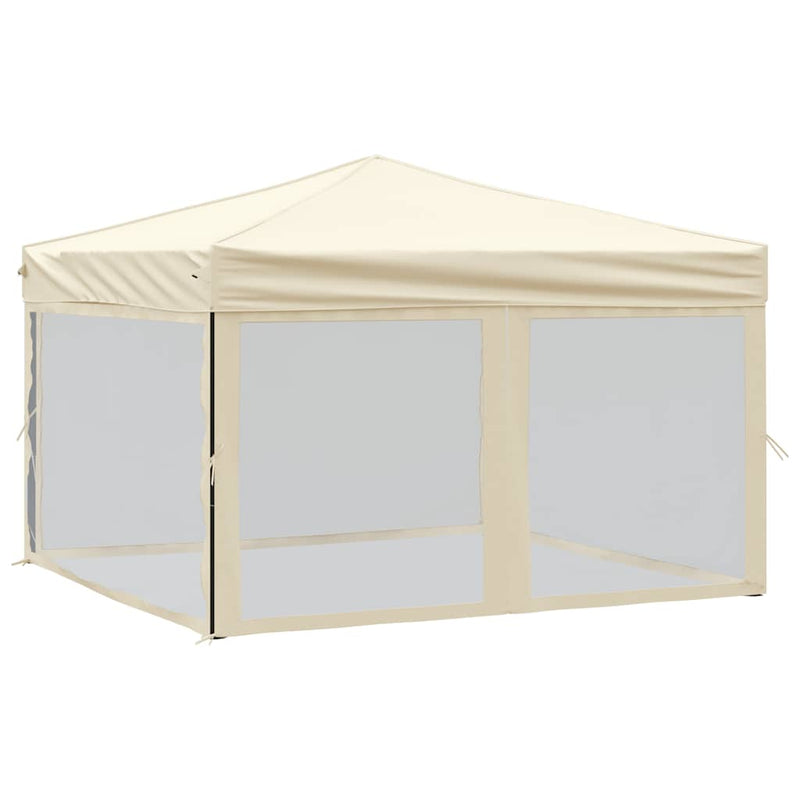 Load image into Gallery viewer, Vidaxl partytent inklapbaar met zijwanden 3x3 m crèmekleurig