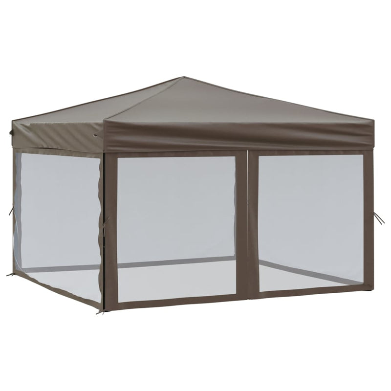 Load image into Gallery viewer, Vidaxl partytent inklapbaar met zijwanden 3x3 m taupe
