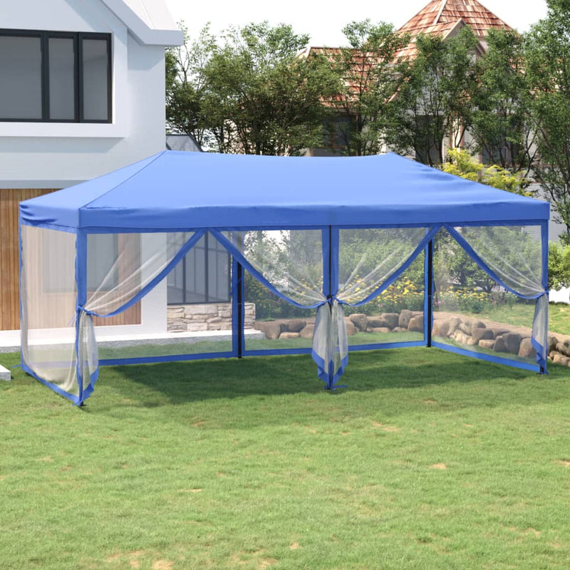 Load image into Gallery viewer, Vidaxl partytent inklapbaar met zijwanden 3x6 m blauw