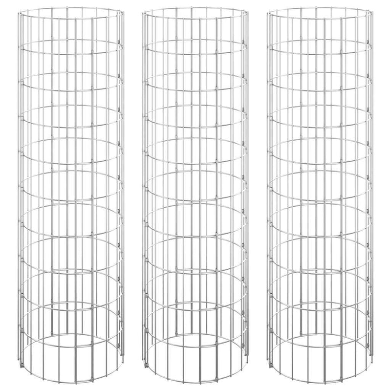 ギャラリービューアに画像をロードする, Vidaxl gabion plantenbakken 3 st rond verhoogd ø30x100 cm staal