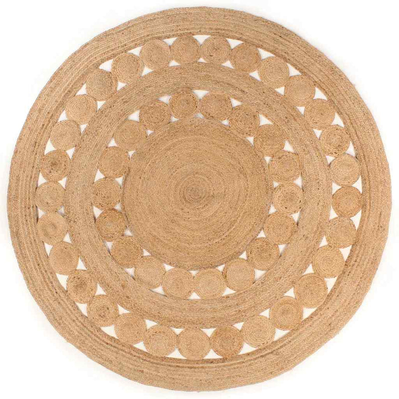 Chargez l'image dans la visionneuse de la galerie, Vidaxl tapijt met ontwerp rond 180 cm gevlochten jute