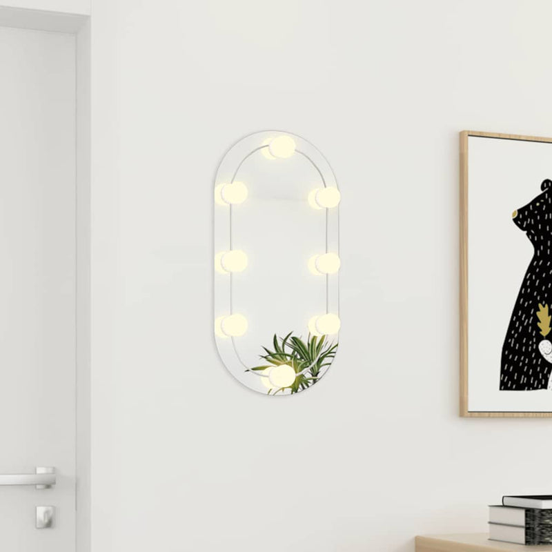 Load image into Gallery viewer, Vidaxl spiegel met led-verlichting ovaal 60x30 cm glas