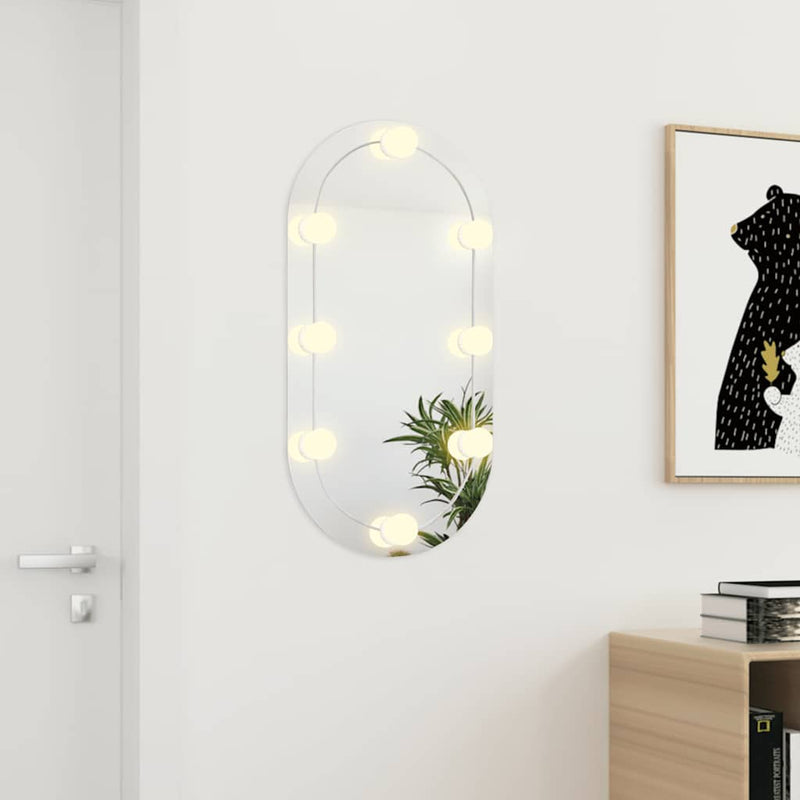 Load image into Gallery viewer, Vidaxl spiegel met led-verlichting ovaal 80x40 cm glas