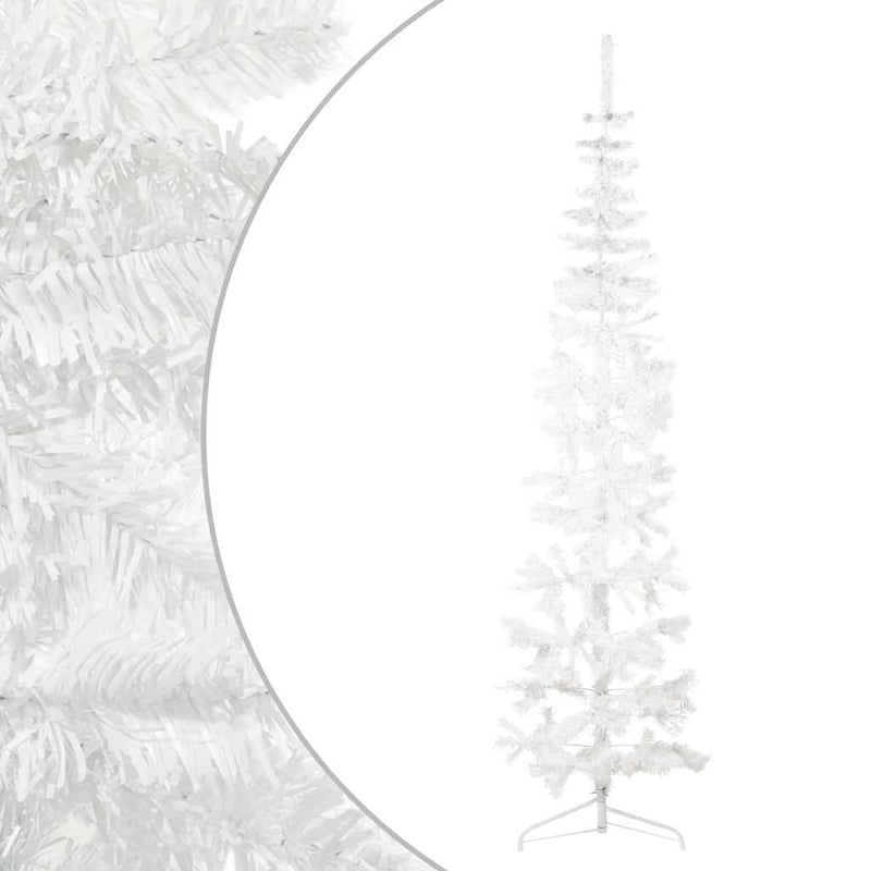 Load image into Gallery viewer, Vidaxl kunstkerstboom half met standaard smal 210 cm wit