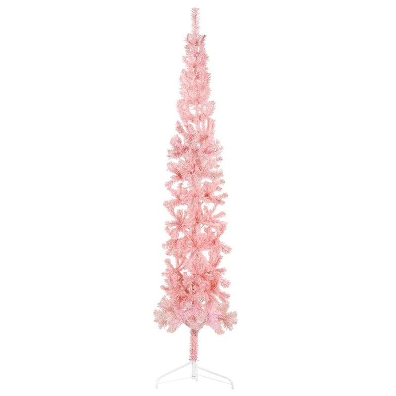 Load image into Gallery viewer, Vidaxl kunstkerstboom half met standaard smal 210 cm roze
