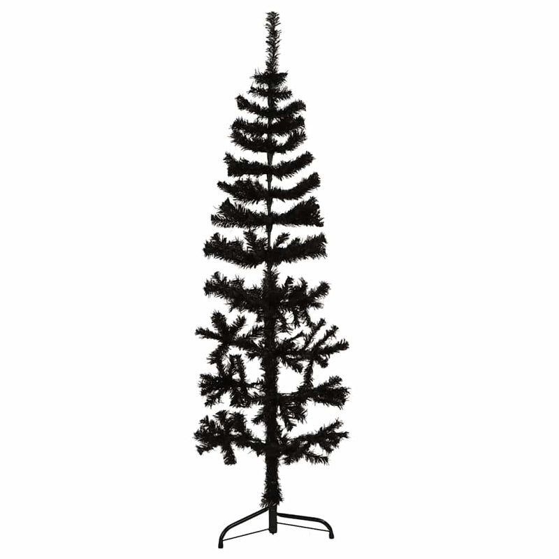 Load image into Gallery viewer, Vidaxl kunstkerstboom half met standaard smal 150 cm zwart