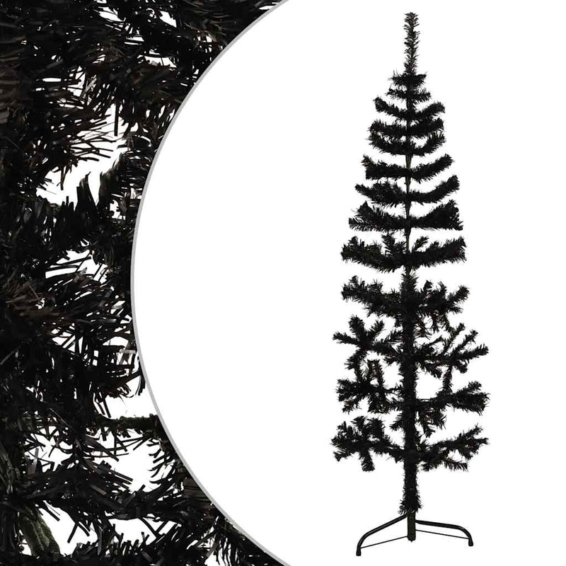 Load image into Gallery viewer, Vidaxl kunstkerstboom half met standaard smal 150 cm zwart