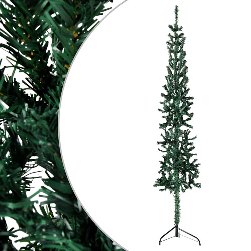 Load image into Gallery viewer, Vidaxl kunstkerstboom half met standaard smal 120 cm groen