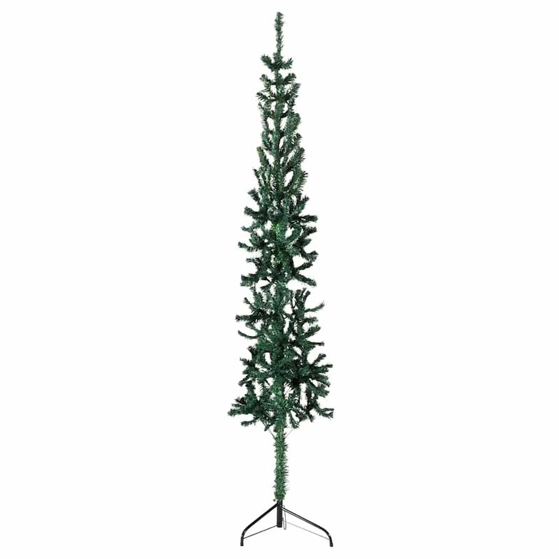 Load image into Gallery viewer, Vidaxl kunstkerstboom half met standaard smal 210 cm groen