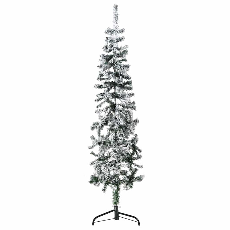 Load image into Gallery viewer, Vidaxl kunstkerstboom half met sneeuw smal 150 cm